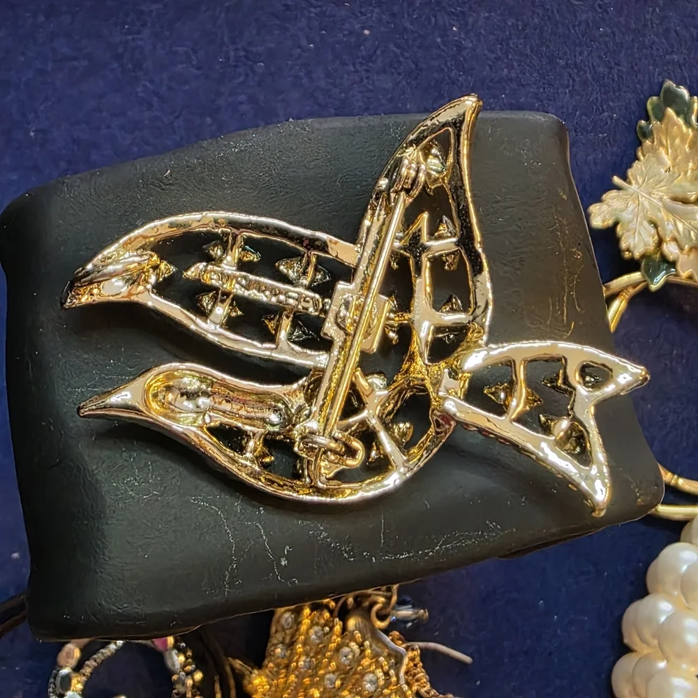 Vintage Gerry’s Gold Tone Bird Brooch Turquoise Cabochons Mid Century 585 - Picture 5 of 8